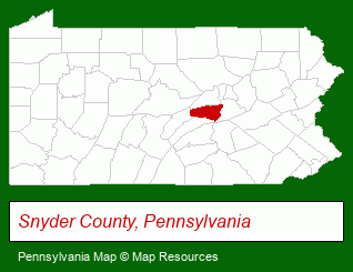 Pennsylvania map, showing the general location of Swineford National Bank
