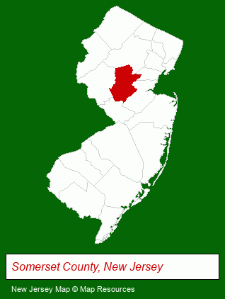 New Jersey map, showing the general location of Bernardsville Recreation Department