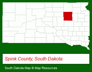 South Dakota map, showing the general location of Redfield Realty