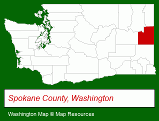 Washington map, showing the general location of Spokane Rentals
