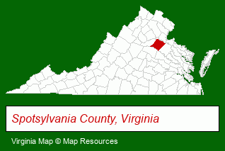 Virginia map, showing the general location of Rappahannock Economic Devmnt