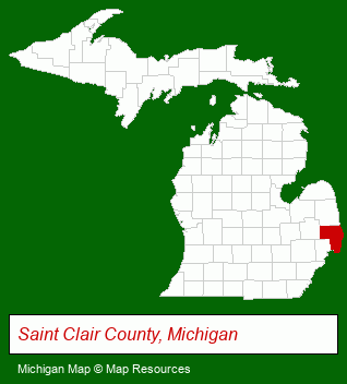 Michigan map, showing the general location of Economic Development Alliance