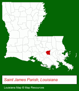 Louisiana map, showing the general location of Laura Plantation
