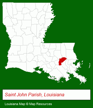 Louisiana map, showing the general location of Riverlands Surveyor Company