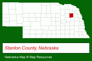 Nebraska map, showing the general location of Stanton Health Center