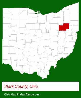 Ohio map, showing the general location of Camp Buckeye Retreat Center