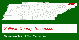 Tennessee map, showing the general location of Kingsport Transportation Div