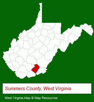 West Virginia map, showing the general location of Jones United Country Real Estate