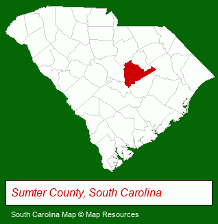 South Carolina map, showing the general location of Morningside of Sumter