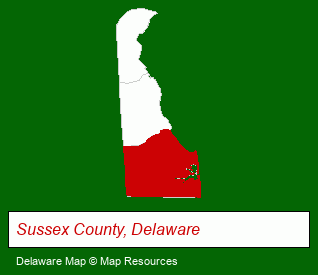 Delaware map, showing the general location of Larry W Fifer