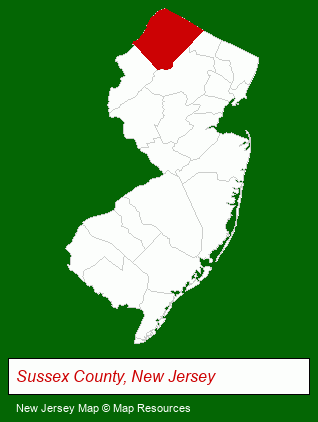 New Jersey map, showing the general location of Elenora L Benz