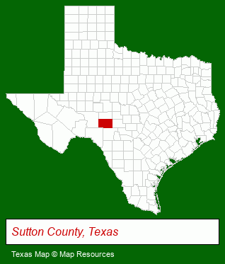 Texas map, showing the general location of Caverns of Sonora