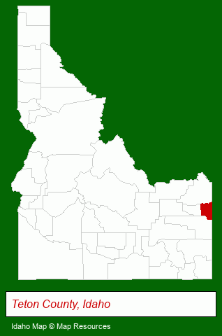 Idaho map, showing the general location of Teton Valley Realty