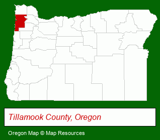 Oregon map, showing the general location of Rock Creek Inn