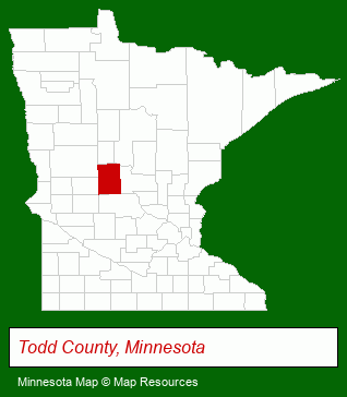 Minnesota map, showing the general location of Staples City Parks