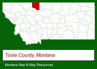 Montana map, showing the general location of Toole - Shelby, Marias Heritage Center