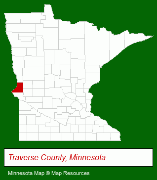 Minnesota map, showing the general location of Traverse Care Center