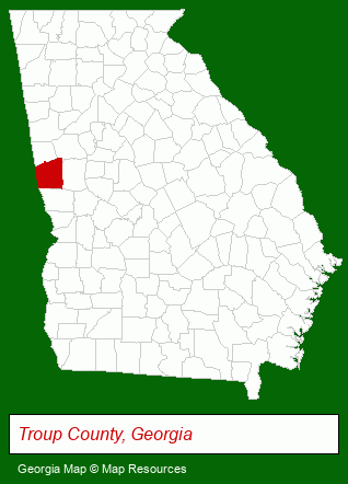 Georgia map, showing the general location of Spinks & Yates MGMT