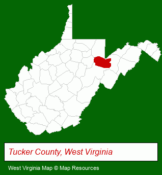 West Virginia map, showing the general location of Five River Campgrounds