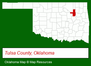 Oklahoma map, showing the general location of 71st Street Self Storage