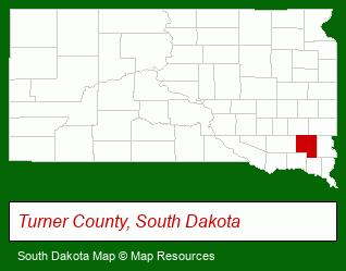 South Dakota map, showing the general location of Pioneer Villa