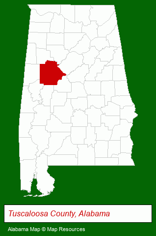 Alabama map, showing the general location of Tuscaloosa County IND Development Authority