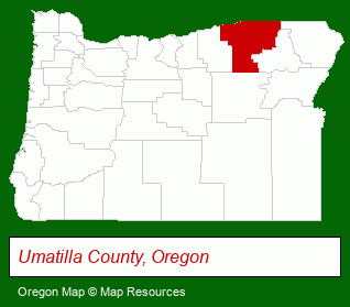 Oregon map, showing the general location of Blue Mountain Wildlife