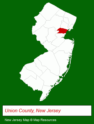New Jersey map, showing the general location of Arc Vocational Service