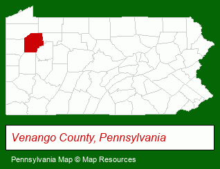 Pennsylvania map, showing the general location of Galaxy Federal Credit Union