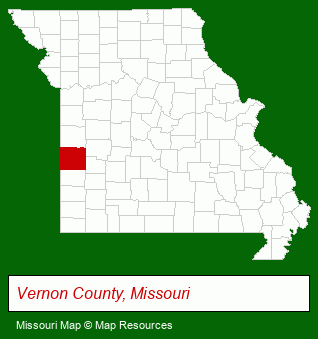Missouri map, showing the general location of JB Log Homes