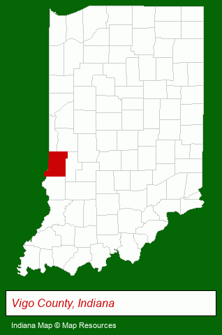 Indiana map, showing the general location of Organ Law Office