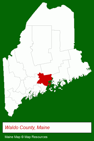 Maine map, showing the general location of Duck Trap River of Maine