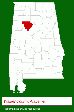 Alabama map, showing the general location of Ridgeview Health Service