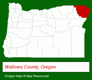 Oregon map, showing the general location of Eagle Cap Chalets