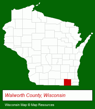 Wisconsin map, showing the general location of Delavan Active Seniors Corporation