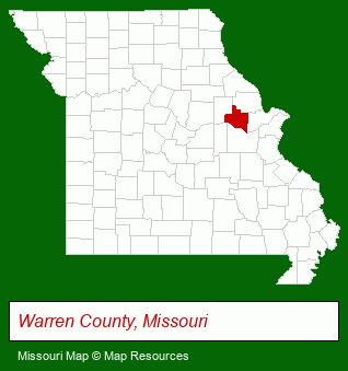 Missouri map, showing the general location of Warren County Bancshares Inc