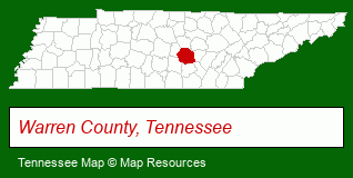 Tennessee map, showing the general location of Rock Island State Park