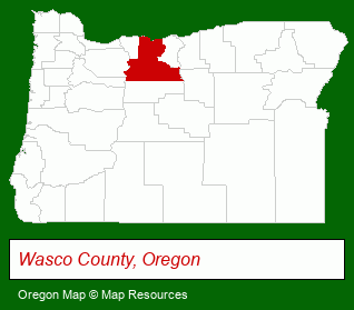 Oregon map, showing the general location of Mid Columbia Housing Development Department