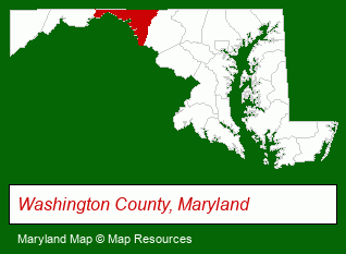 Maryland map, showing the general location of Hagerstown Management Corporation