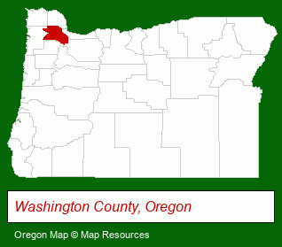 Oregon map, showing the general location of Courtyard Portland Beaverton