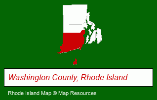 Rhode Island map, showing the general location of Charlestown Parks & Recreation