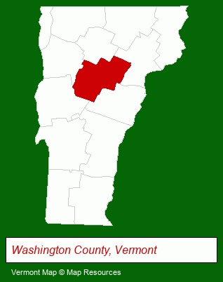 Vermont map, showing the general location of Mad River Glen Ski Area
