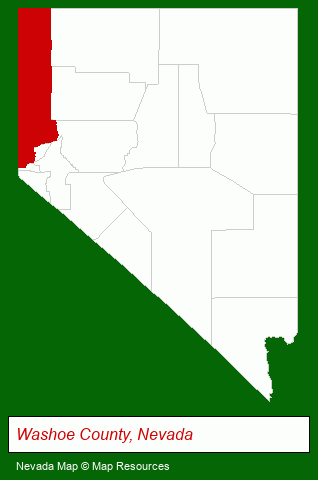Nevada map, showing the general location of Goldfish Properties