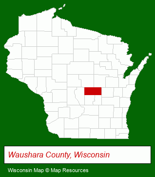 Wisconsin map, showing the general location of Country Lakes & Farms Realty