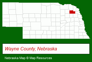 Nebraska map, showing the general location of Homestead Homes