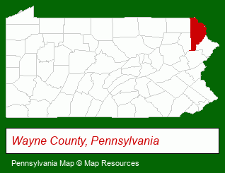 Pennsylvania map, showing the general location of Keen Lake Camping & Cottage Resort