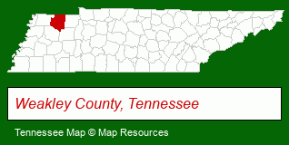 Tennessee map, showing the general location of Martin Parks & Recreation