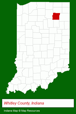 Indiana map, showing the general location of Whitley Manufacturing Company