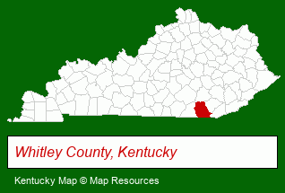 Kentucky map, showing the general location of Wood Realty Service