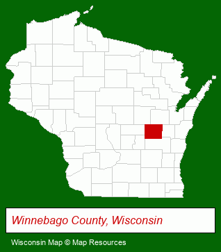 Wisconsin map, showing the general location of Evergreen Retirement Community